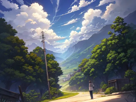 day sky. por makoto shinkai, paper awesome wallpaper, sunny sky 8k, Papel de parede anime 4k, papel de parede bonito, papel de p...