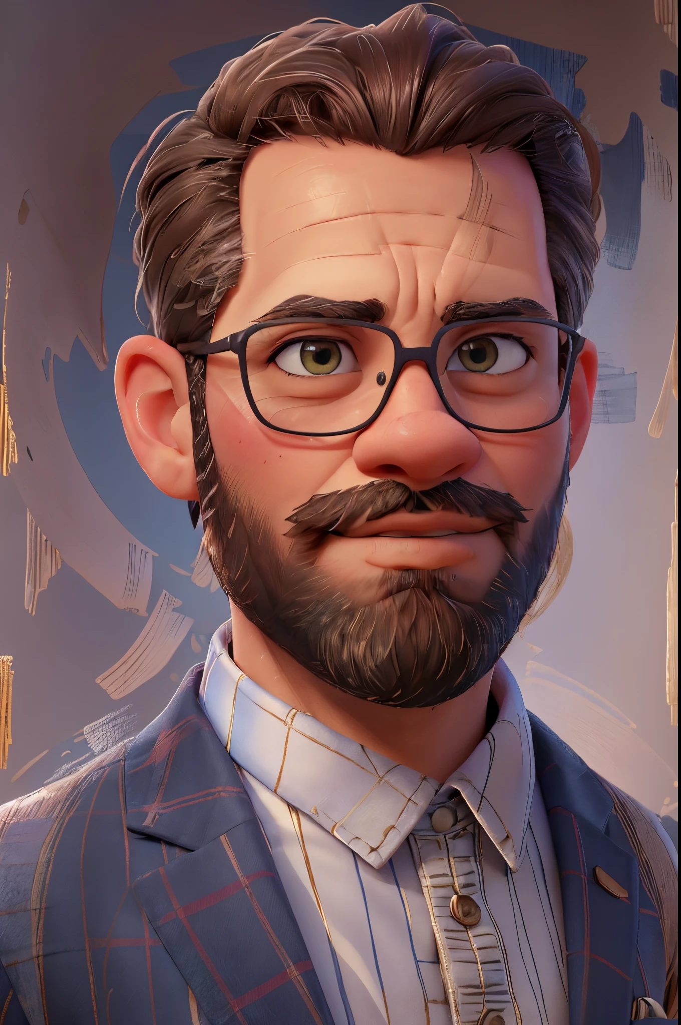 (best quality,4k,8k,highres,masterpiece:1.2),ultra-detailed,(realistic,photorealistic,photo-realistic:1.37),29 year old man,gradient hair,gradient beard,no mustache,strong jawline,sharp features,piercing eyes,intense gaze,distinguished appearance,sophisticated look,wise expression,wisdom and experience,confident smile,stylish outfit,fashionable attire,casual elegance,modern and classy,standing against a colorful abstract background,subtle lighting,soft shadows,rich color palette,vibrant hues,contrasting tones,artistic style,impressionist touch,elegant brushstrokes,texture and depth,realistic rendering,sophisticated details,meticulous attention to facial features,subtle wrinkles and lines,highly defined hair strands,perfectly groomed beard,fine skin texture and pores,detailed clothing folds and patterns,aesthetic composition,balanced and harmonious,fine art quality,painted on a canvas,portrait format,a masterpiece capturing the essence of age and wisdom.