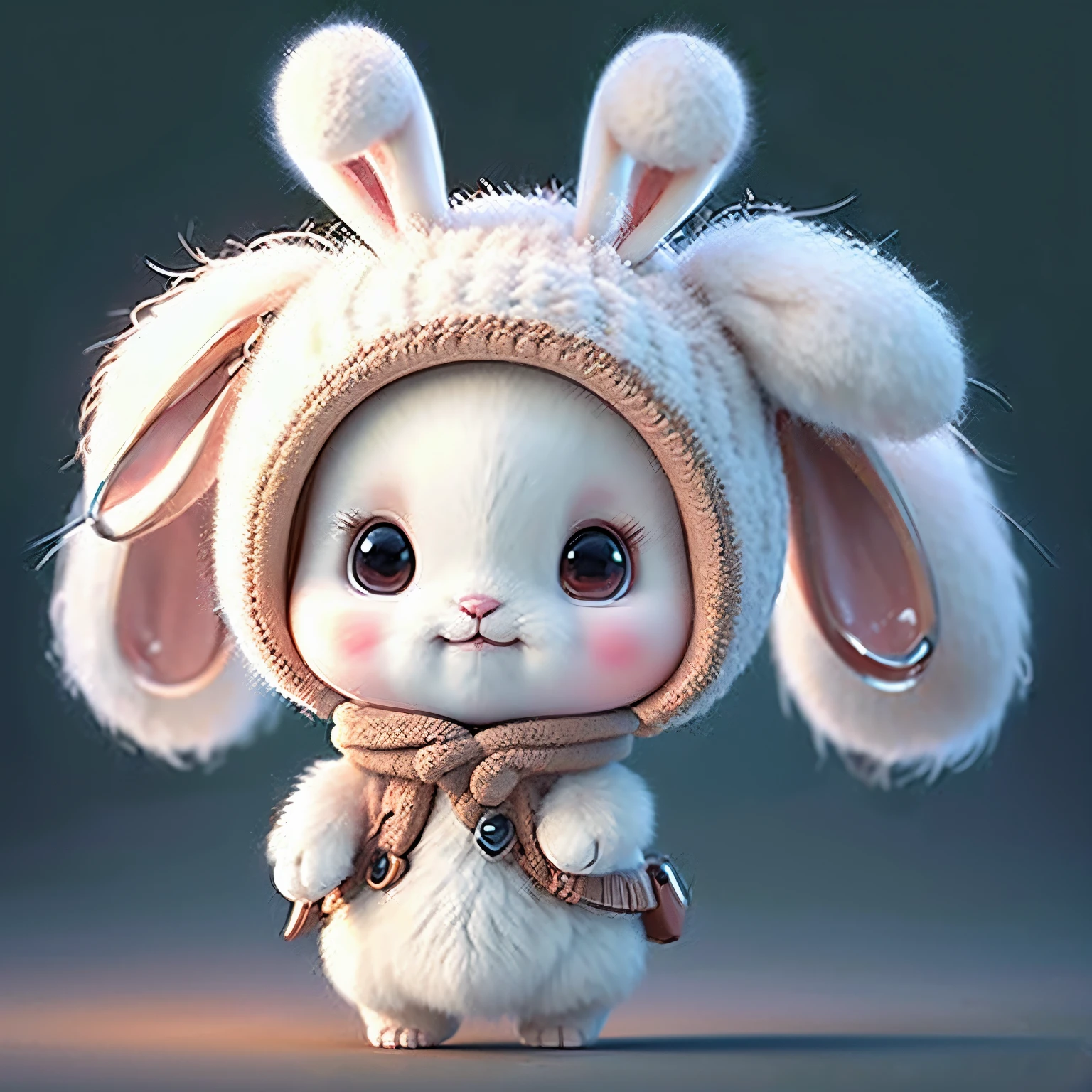 A close up of a small white rabbit wearing a hat - SeaArt AI