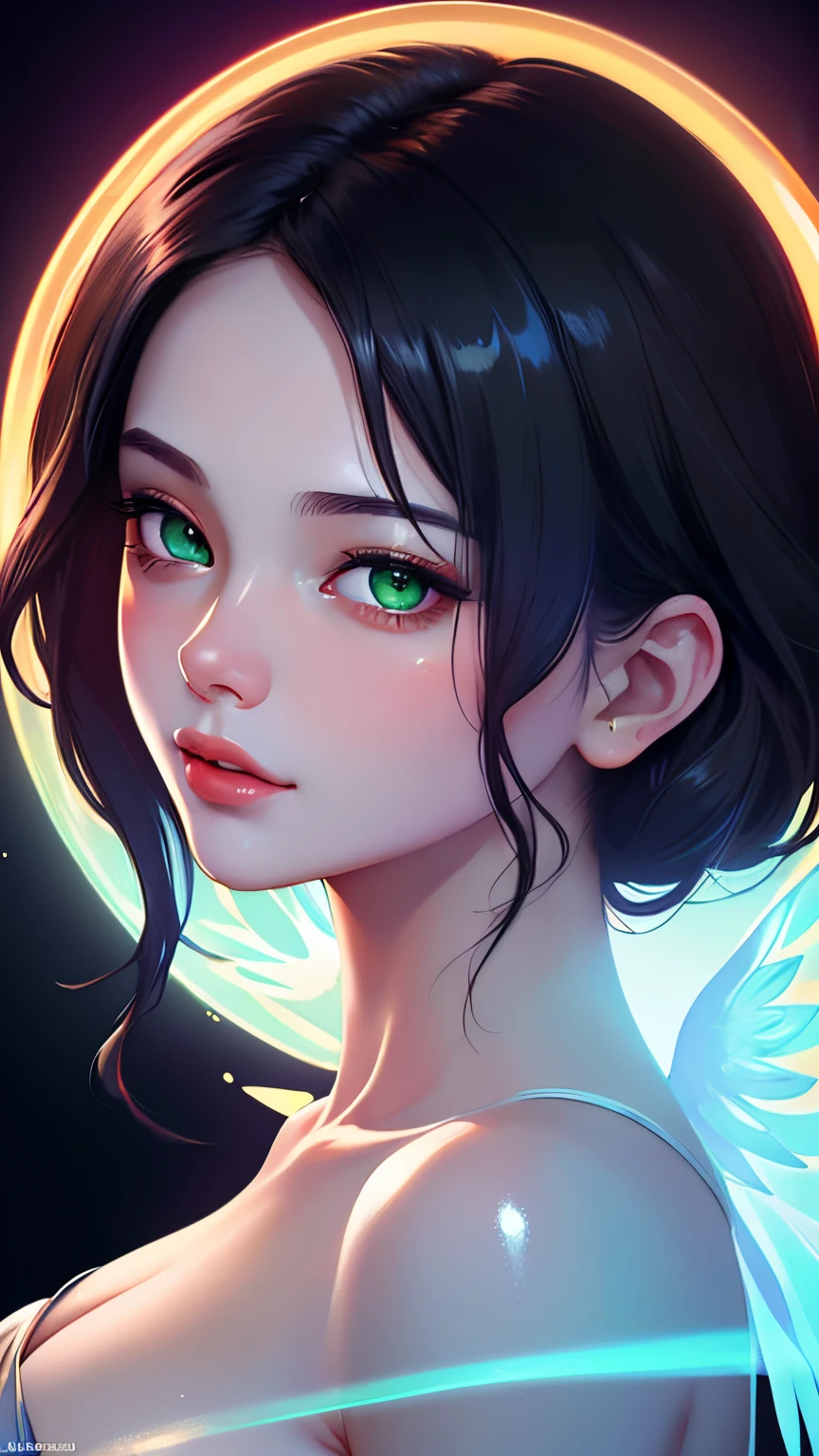 (masterpiece, best quality, ultra high res, extremely detailed, sharp focus, perfect feminine face, hourglass fogure), (face potrait:1.4), An ethereal female figure with delicate, luminescent wings, surrounded by glowing, magical creatures in an enchanted forest
Subsurface skin scattering, shiny skin, iridescent dress, detailed background, ([Elizabeth Olsen|Anne Hathaway|Selena Gomez]:0.8), round cute face, green eyes, close-up, amazing fine detail, Nikon D850 film stock photograph Kodak Portra 400 camera f1.6 lens, rich colors, lifelike texture, dramatic lighting, unreal engine, trending on ArtStation, cinestill 800 tungsten, trending on artstation, pixiv, by sakimichan, george kamitani, akira yasuda, alphonse mucha, greg rutkowski, gil elvgren, william-adolphe bouguereau, greg rutkowski
