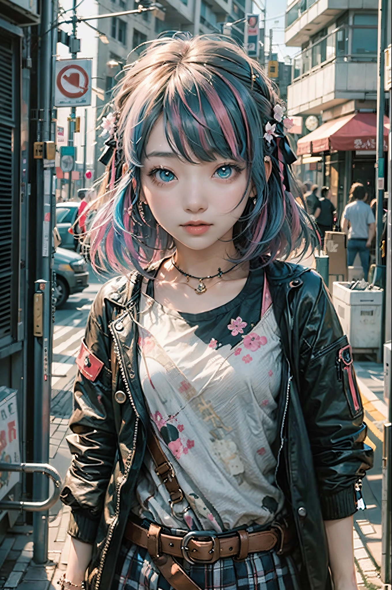 garota anime com cabelo colorido, lindo, kawaii,alta definição,4k  -- --auto --s2