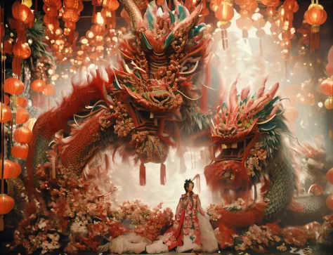 (dramatic, gritty, intense:1.4),masterpiece, best quality, 32k uhd, insane details, intricate details, hyperdetailed, hyper quality, high detail, ultra detailed, Masterpiece, Red China theme
Lunar New Year celebrations with vibrant dragon dances with a wo...