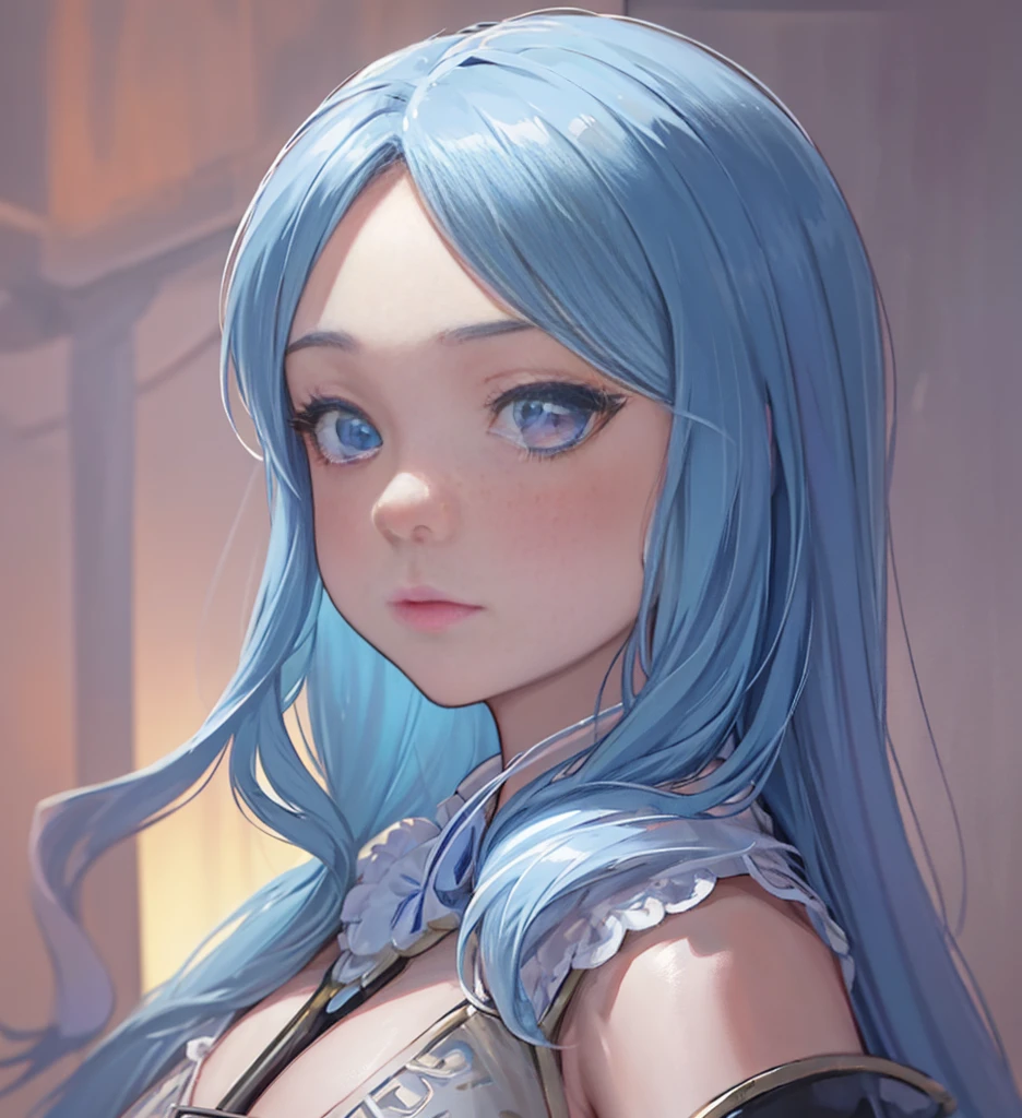 ((above shoulder，facial closeups))， Bigboobs， looking at viewert， ultra-realistic realism, Ghibli-style colors,  Ghibli-style colors, japanese manga,  Standing Picture, angle of view,  foreshortening, foreshortening, 8K, super detailing，All women have big breasts,Endless realism, cellshading,，character sheets, reference sheet, Standing Picture, 8K, super detailing, 1080p, Women HD，femele, 16k, A high resolution, Best quality at best, high high quality, Anatomically correct, tmasterpiece, Acura, hyper HD，as elegant as a swan，unreal-engine， Ghibli-style colors,   japanese manga,  Standing Picture, angle of view,battle armor，ssee-through，Lace skirt，Blue hair，red - eyed，Sexy big breasts，Transparent tulle clothes