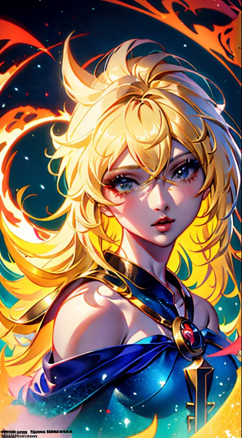 Chica anime con cabello blanco y armadura dorada sosteniendo una espada., Diosa del anime, portrait knights of zodiac girl, Cush...