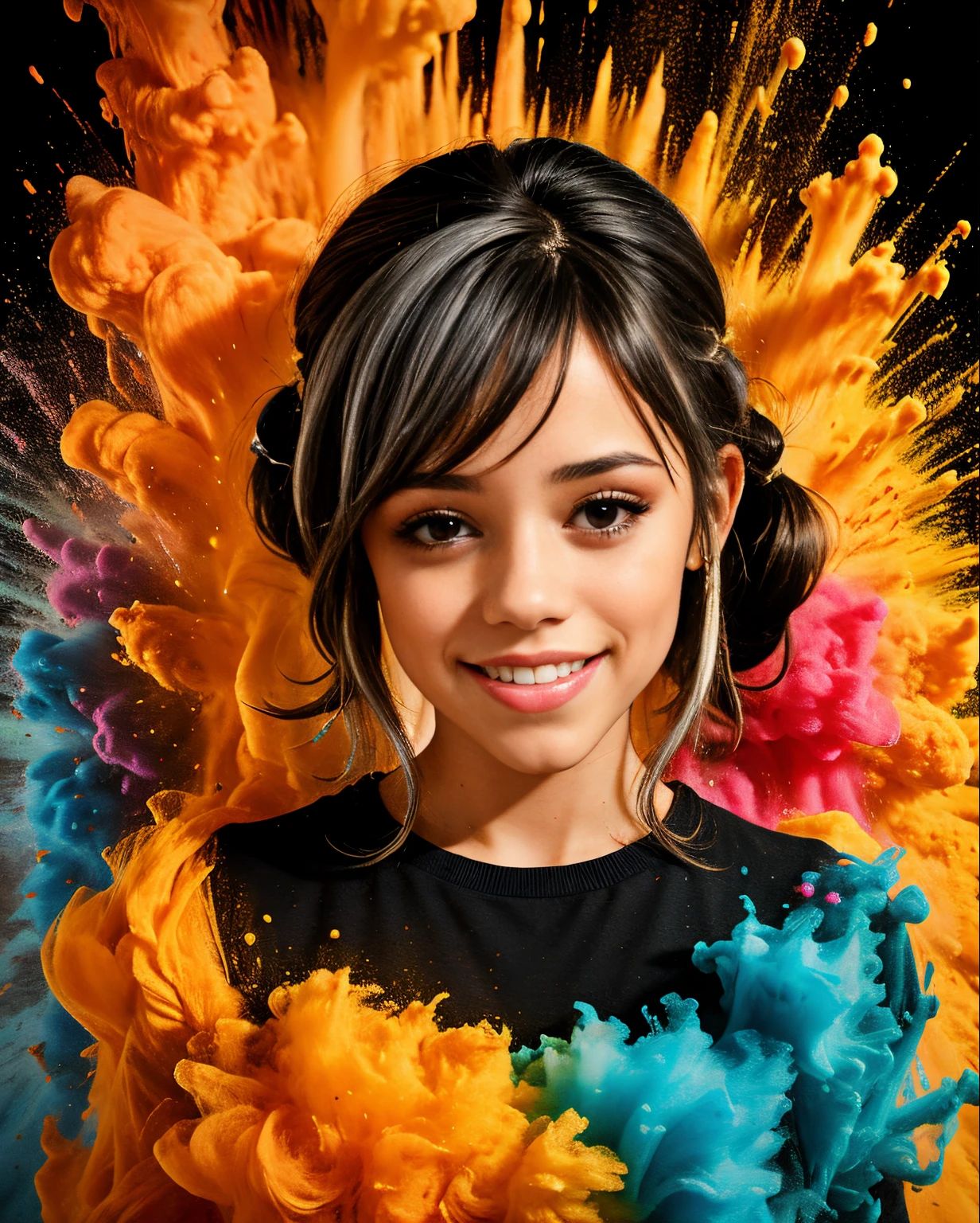 ((JennaOrtega)),master part,best quality,intrincado,aesthetic,Rosto detalhado,Subsurface scattering,Olhando para o Viewer,
1girl,foto de uma menina bonito,corpo inteiro,Sorriso leve,encantador,20 anos,cabelo twintails.crew cut,Steel Gray Hair,colorido,splatter de tinta,Tecelagem,pano,
BigFaketits,