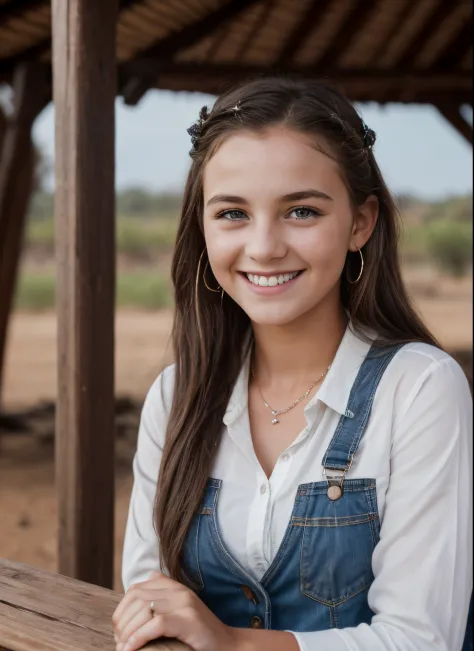 8k, highest quality, ultra details, young Afrikaner girl, village idol, radiant smile, capturing the hearts of the community with her innocence and charm.