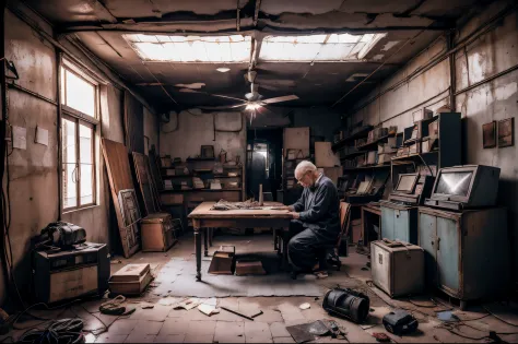 old man studying