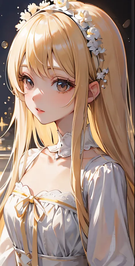 ((masutepiece)), High quality, super detailed, Blonde hair + White clothing: 1.2, sweet and delicate girl, nffsw, Lolita, Delica...