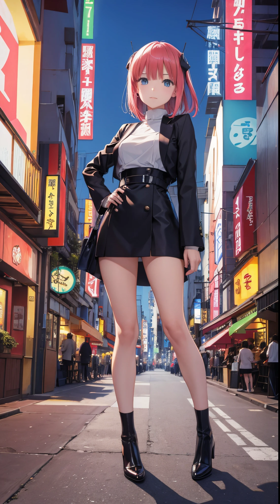 Nino Nakano,pose sexy,traje futurista,ciudad, futurista