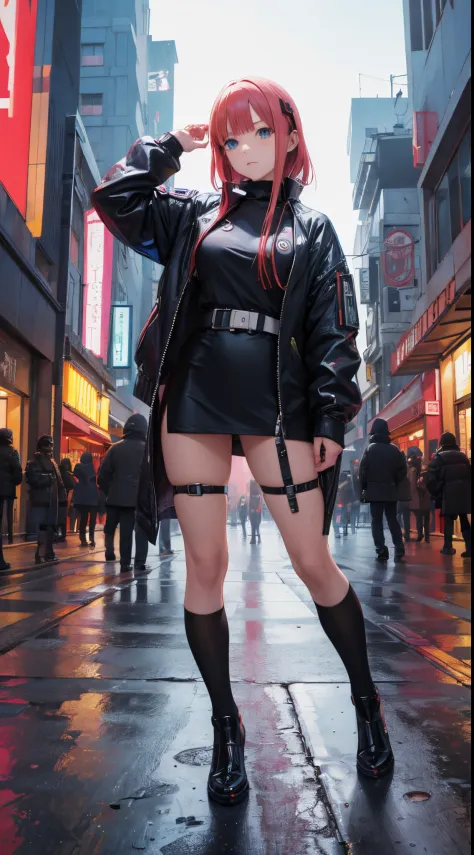 Nino Nakano,manos detalladas,Pose sexy,ropa cyberpunk, futurista