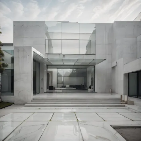 modern house, suburban, glass walls, two level home, grand entry, courtyard home,zen garden in the front, double garage, luxury home, feature marble cladding to exterior, warm, inviting, exterior shot, photography, DSLR camera, tado ando, kengo kuma, pintr...