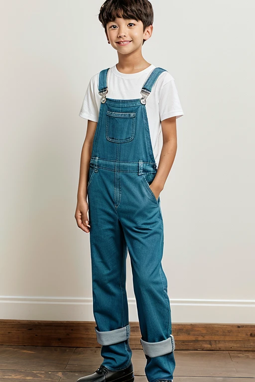 A boy wearing overalls