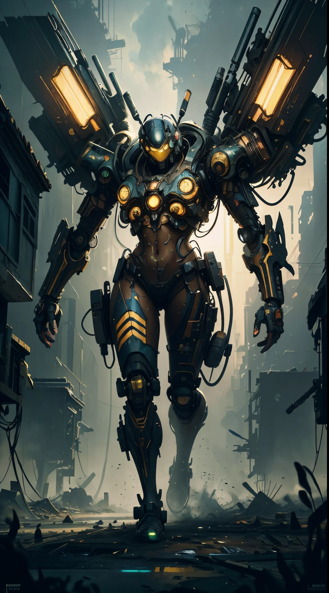 arte salpicado, mezclar mech abeja sombrerero monstruo zombi cyborg diseño bodymech estilo cyberpunk, Cartel de retrato, (fondo negro)), Estilo splash de pintura coloful, contorno,hiperdetallado intricately detailed, Motor irreal,fantástico, Detalle intrincado, Pantalla de bienvenida, colores complementarios, fantasy Arte conceptual, resolución 8k, deviantartmasterpiece, pintura al óleo, golpes fuertes, pintura goteando,artes de salpicadura, cabello desordenado hasta los hombros, Feliz, cuerpo completo, Hermosa chica estilo anime waifu, hiperdetallado painting, luminism, art by Carne Griffiths and Wadim Kashin Arte conceptual, fondo etéreo, belleza abstracta,Pararse, acercándose a la perfección, forma pura, proporción áurea, minimalista, inconcluso, Arte conceptual, por Brian Froud y Carne Griffiths y Wadim Kashin y John William Waterhouse, Detalle intrincados, postproducción 8k, Alta resolución, hiperdetallado, tendencia en artstation, enfoque nítido, foto de estudio, Detalle intrincados, muy detallado, por Greg Rutkowski