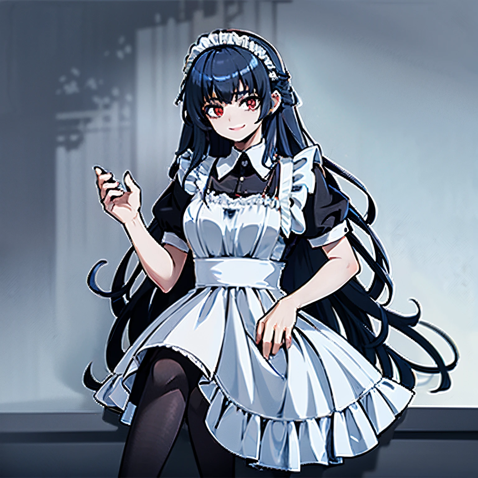 Anime character dressed in maid outfit with black and white hair - SeaArt AI