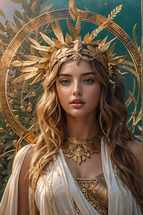 "imagine an ai-generated image that transforms ana de armas into a majestic greek goddess. envision her draped in ethereal robes...