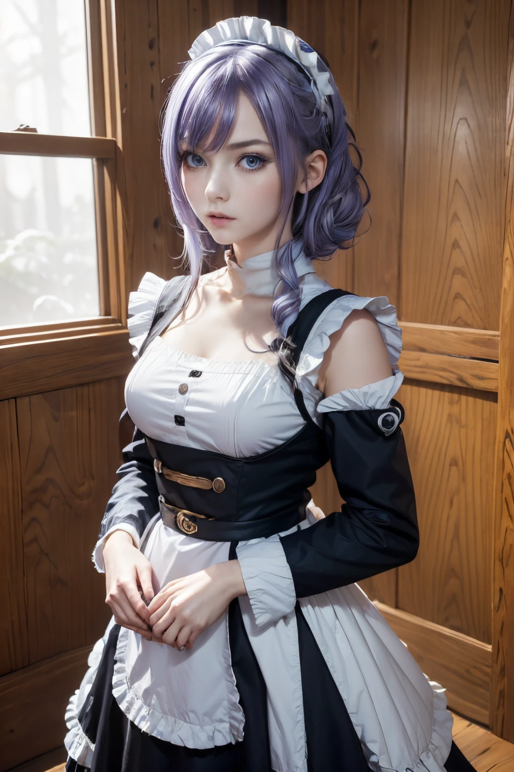 The tooltip for a given topic is as follows: "Girl with a European face, Aryan face, 20years old, Silvery-purple hair, pale purple-blue hair, Bright blue eyes, Her hair is tied up in a bun and falls to her right shoulder. (Dressed in a comfortable maid outfit...: 1.3), (((clothes in dark colors))), close-fitting clothes, (Best Quality, 4k, 8K, hight resolution, Masterpiece:1.2) Ultra-detailed features, including realistic, Photorealistic eyes and face. The figure shows the media (Insert Material) that resembles an illustration, oil painting, or 3D rendering. Girl in the garden with bright flowers and sharp focus, soft studio lighting. The overall atmosphere is calm and serene, with a touch of unearthly beauty. The color scheme is dominated by shades of black, Creating a dreamy and surreal aesthetic."