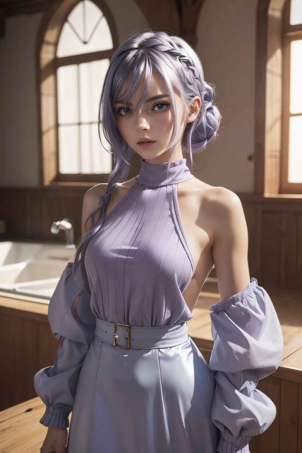 The tooltip for a given topic is as follows: "Girl with a European face, Aryan face, 20years old, Silvery-purple hair, pale purple-blue hair, Bright blue eyes, Her hair is tied up in a bun and falls to her right shoulder. (Dressed in glamorous clothes: 1.3), (Fashionable clothes in bright colors: 1.2), (Best Quality, 4k, 8K, hight resolution, Masterpiece:1.2) Ultra-detailed features, including realistic, Photorealistic eyes and face. The figure shows the media (Insert Material) that resembles an illustration, oil painting, or 3D rendering. soft studio lighting. The overall atmosphere is calm and serene, with a touch of unearthly beauty. The color scheme is dominated by shades of black, Creating a dreamy and surreal aesthetic."