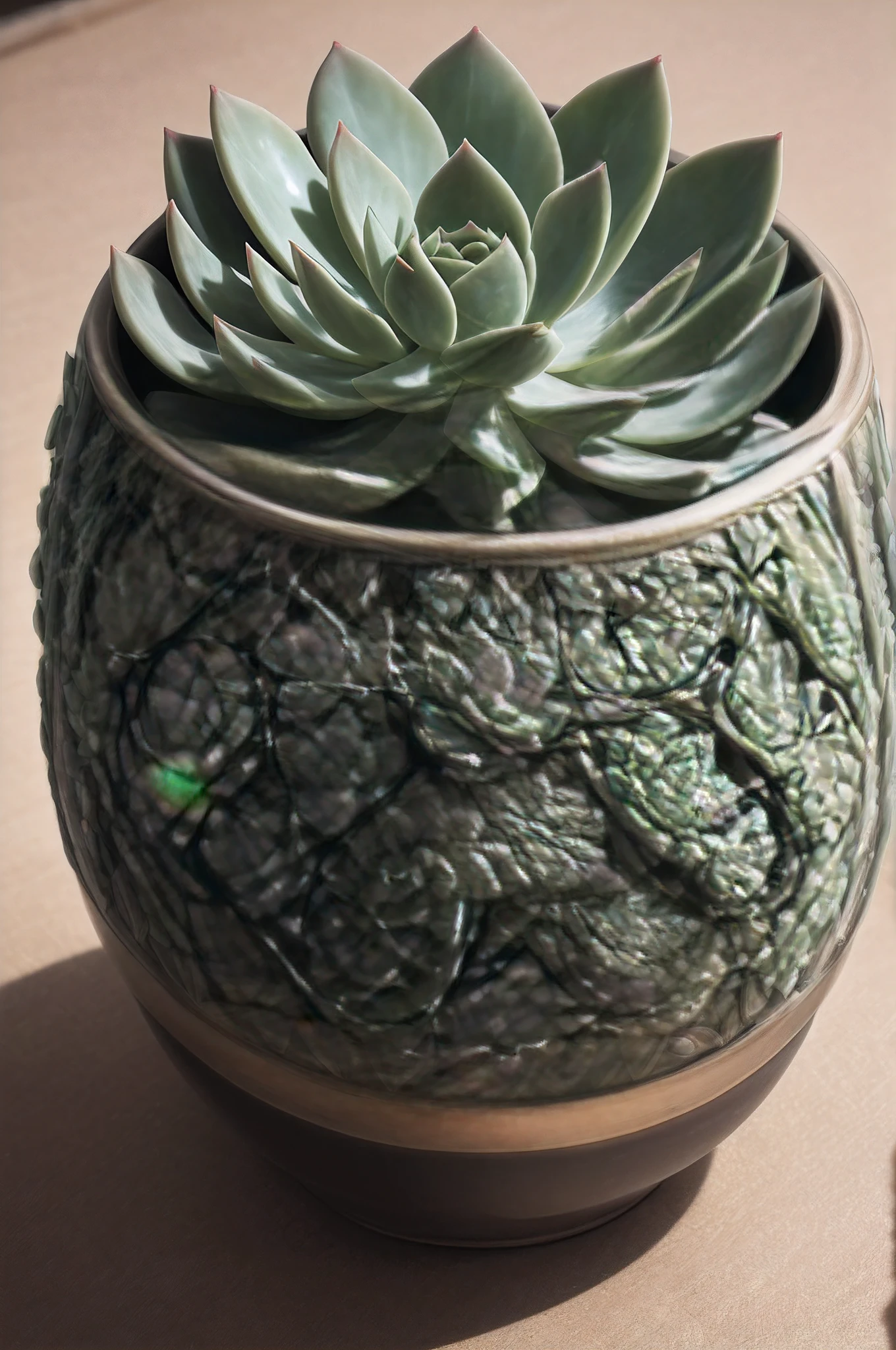 "(best quality,ultra-detailed),succulent,delicate,subtle,complex,botanical,leaves,patterns,repetitive,detailed succulents,carefully crafted,ornate,captivating,meticulous intricacy,fine craftsmanship,rich textures,minute details,artistic,floral,beauty of nature"