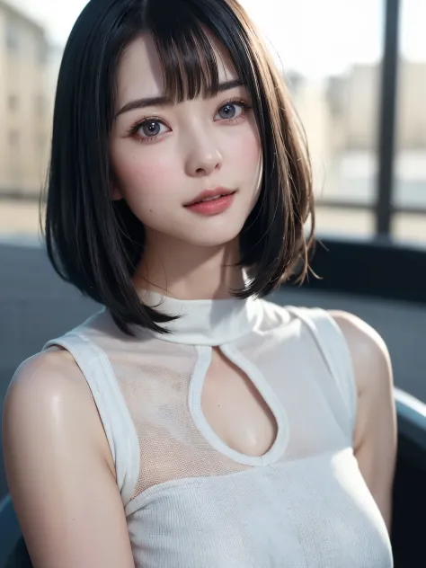 (masutepiece, top-quality、Very attractive adult beauty:1.4、Add intense highlights to the eyes、Look firmly at the camera:1.4、Beautiful woman full of adult charm:1.4、Ideal ratio body proportions:1.4、Perfect Anatomy:1.4、Brunette Short Bob Hair、Lustrous hair、l...
