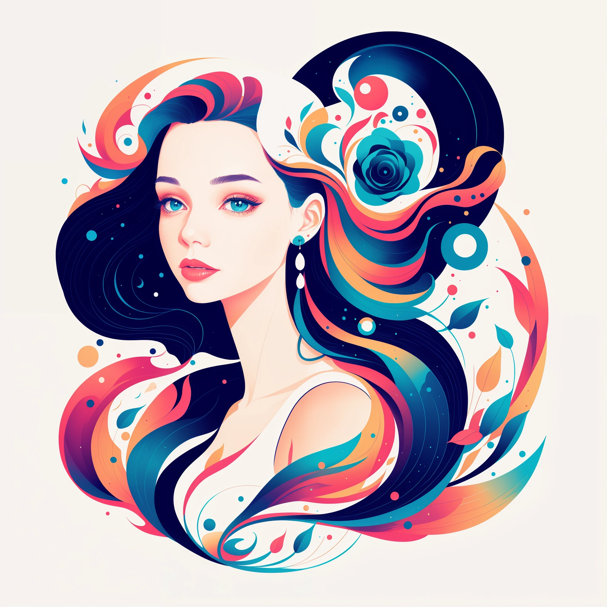 A woman with colorful hair and a flower in her hair - SeaArt AI