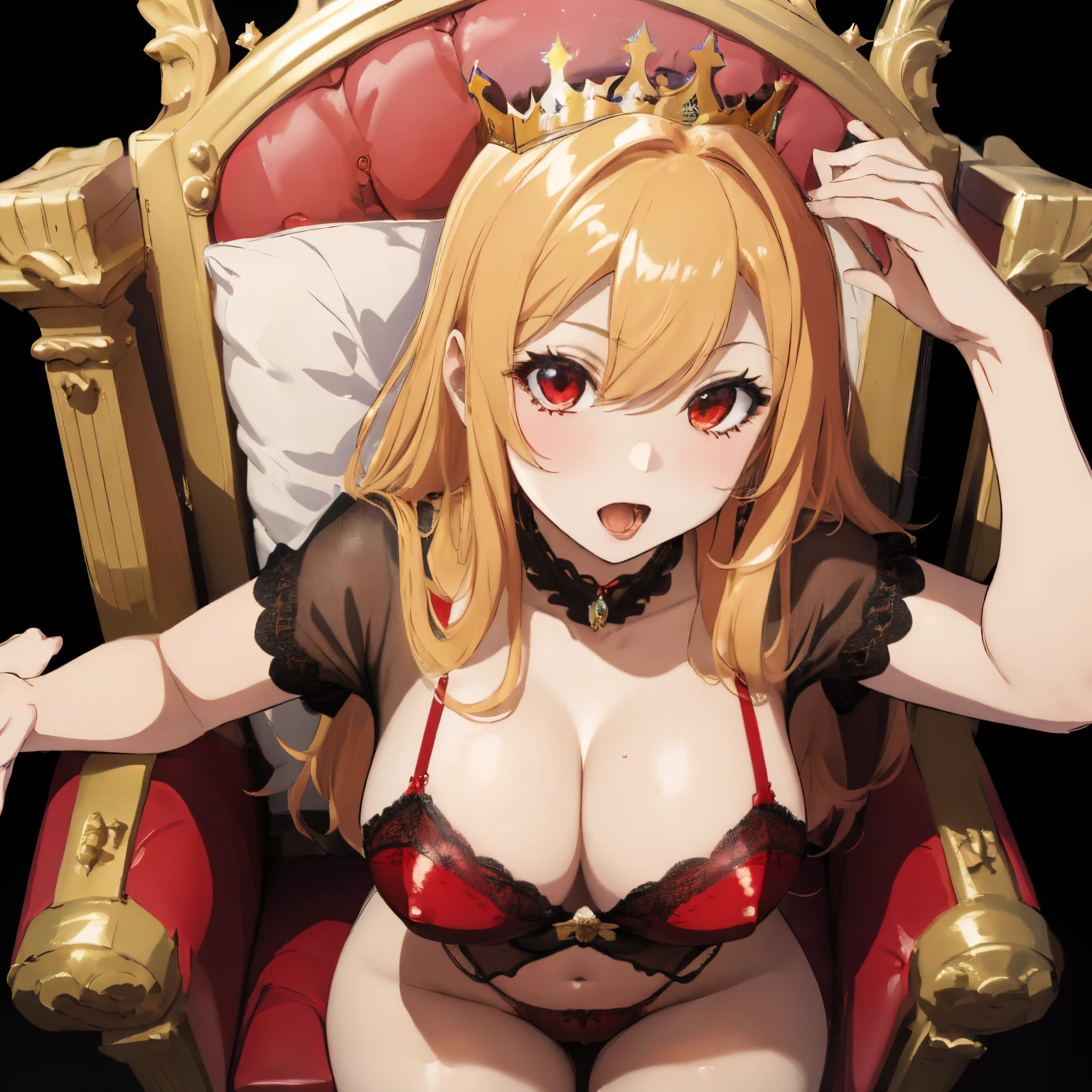 Anime girl in a sexy lingerie sitting on a throne SeaArt AI