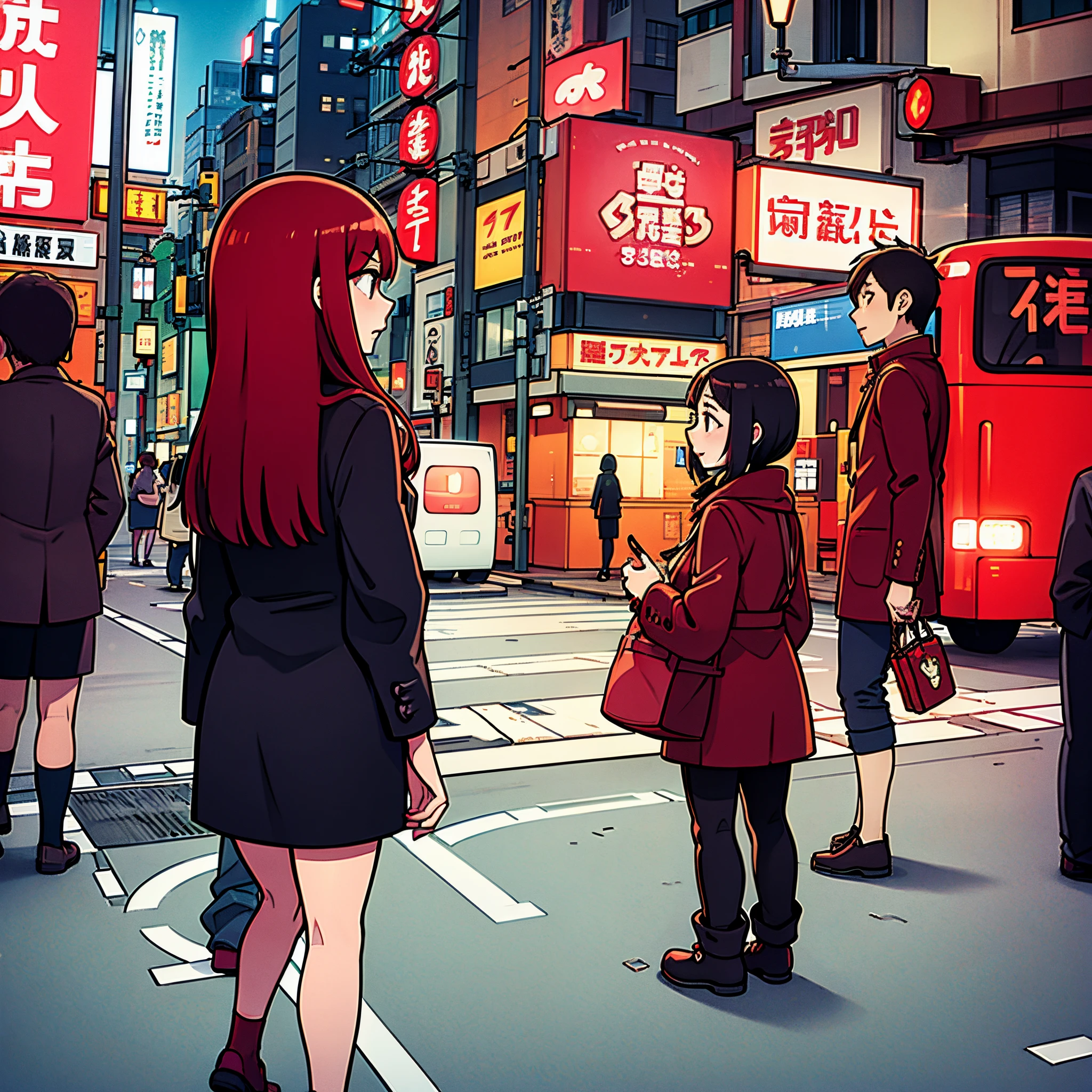 semáforo rojo en la calle de Tokio