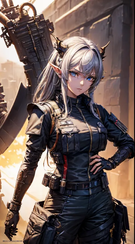 masterpiece, high quality, character concept art, (detailed face, detailed eyes, detailed body:1.5), ARKNIGHTS, sci-fi knights, anthro, dragon features, dragon horns and ears and tails, (wearing sexy elegant future outfit uniform with straps and accessorie...