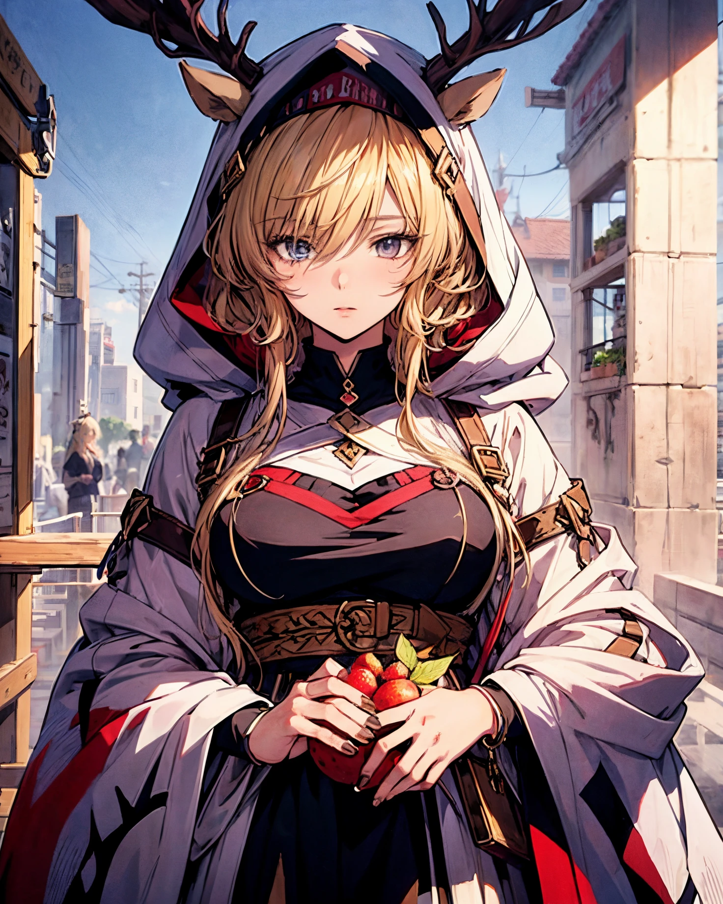 Woman in traditional clothing holding a basket of fruits, Boho Style | | Very anime!!!, Gurwitz style artwork, detailed digital anime art, offcial art, detailed anime art, clean and meticulous anime art, beautiful anime artwork, beautiful anime art, Detailed anime artwork, Guviz, Traditional beauty, beautiful anime art style, Oriental art style