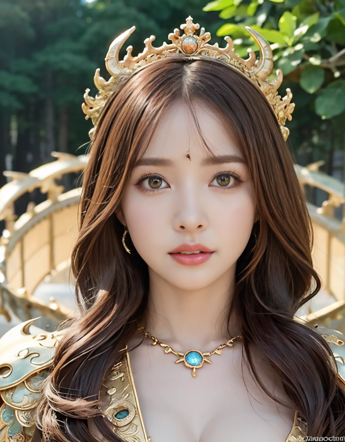 (Fight fiercely with dragons)、top-quality、​masterpiece、超A high resolution、（White Dragon Armor）、(((Colossal tits))),dragon armor、(Wearing a beautiful crown made of jewels),(Photorealsitic:1.4)、Raw photo、女の子1人、Golden hair、((Floral hair ornament))),glowy skin、(((Chinese Dragon)))、（Gorgeous Jewelry Necklaces）、Natural remainystical expression）、（Full Body Angle）、（Fight big dragons）、With a beautiful knife、(((Mansuji))),（Pink Metal Bikini）、(beautiful forest background)、Precipitous cliffs、(Castle background)、((super realistic details))、portlate、globalillumination、（sexypose）、Shadow、octan render、（One-Eyed Scouter）、8K、ultrasharp、Colossal 、Raw skin is exposed in cleavage、metals、Details of complex ornaments、Japan details、highly intricate detail、Realistic light、CGSoation Trends、Blue eyes、radiant eyes、Facing the camera、Precipitous cliffs、Toostock、（Full Body Angle）、（veils）、(((Heavy Big))),