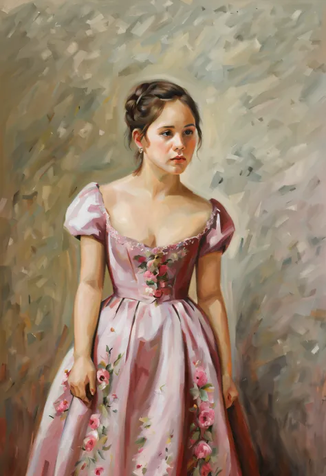 oil painting,girl standing in a dress