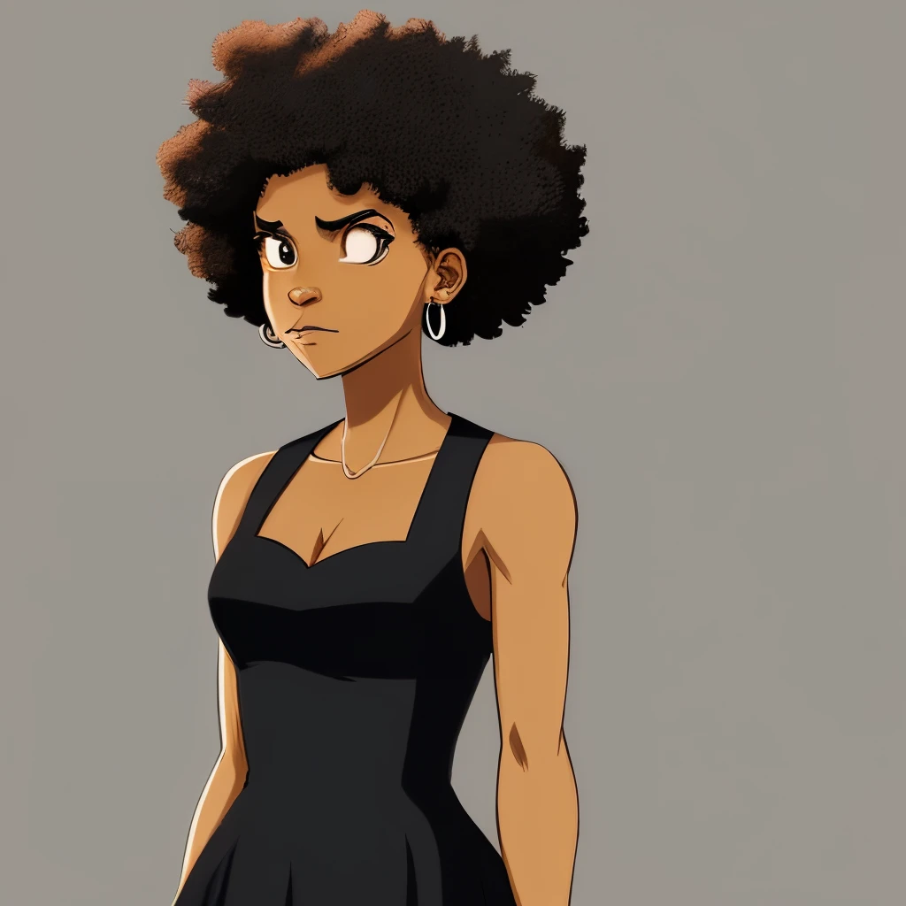 A cartoon of a woman with a very big afro hair - SeaArt AI