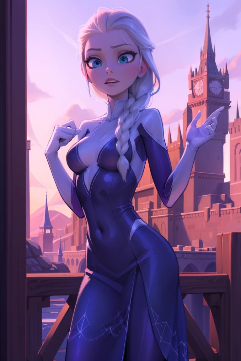 Elsa of arendelle wearing 스파이더그웬 의상, 스파이더그웬 의상, 블루 아이스 의상, 드리다