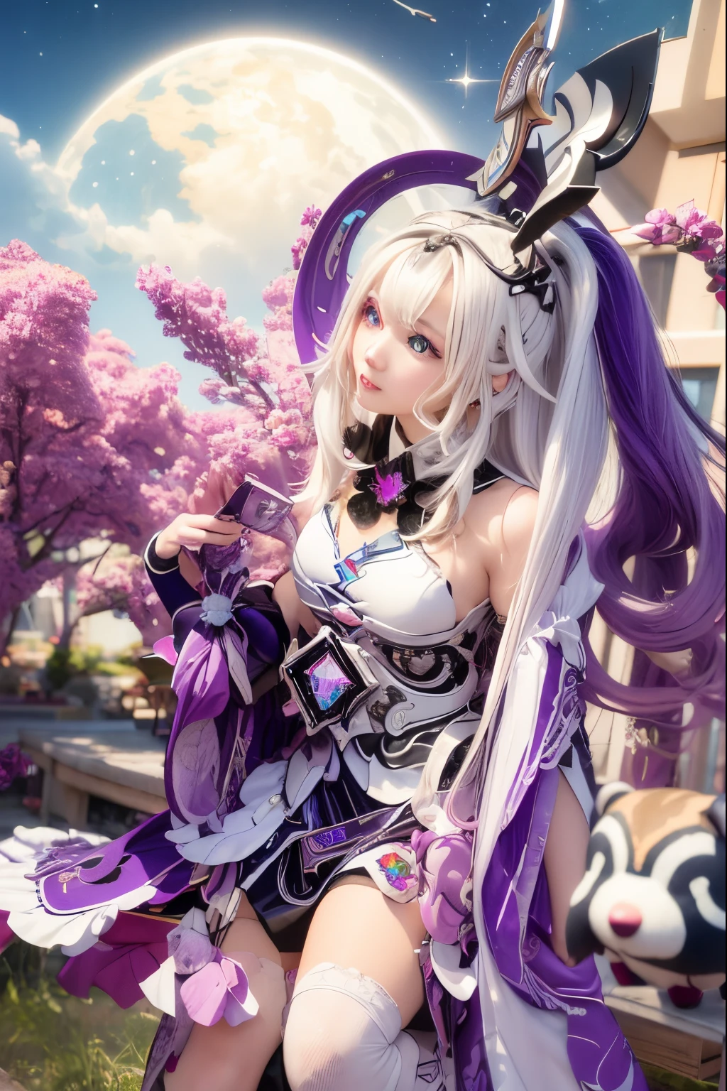 There is a long-haired woman wearing a purple skirt, Anime girl role play, anime cosplaying, cosplay foto, Gorgeous Role Play, Canon eos r 6 shot, roleplaying, rpgmaker, Fight through the sky Xiao Wu,  Professional role-playing, A tanuki in League of Legends, Charming cosplay