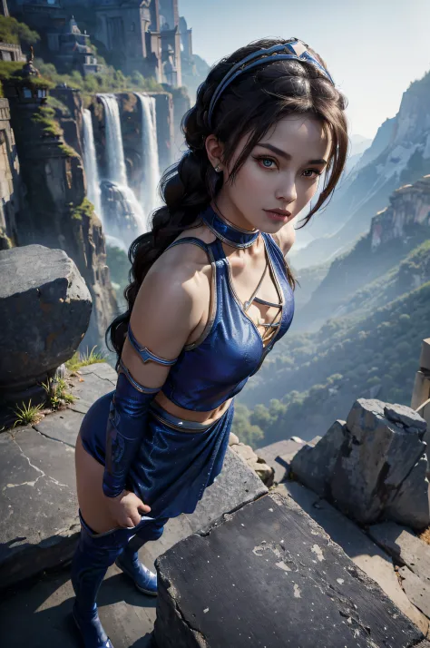 (masterpiece), best quality, expressive eyes, perfect face, highres, (ultra details), 1 girl, solo, kitana, braid, thighhighs, h...