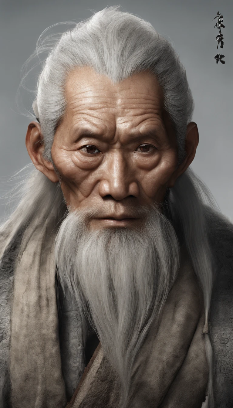 chinese paintings；ink portrait，【Old immortal】front portrait，Audience visual inspection，Immortal Wind Road Bone，White-haired old man，The eyes are round，Oppressive。Warm background。hyper HD, retinas, tmasterpiece, Acura, Anatomically correct, Award-Awarded, high high quality, high detal, super detailing, ctextured skin, Best quality at best, A high resolution, 1080p, k hd, 4K, 8K, 16k。