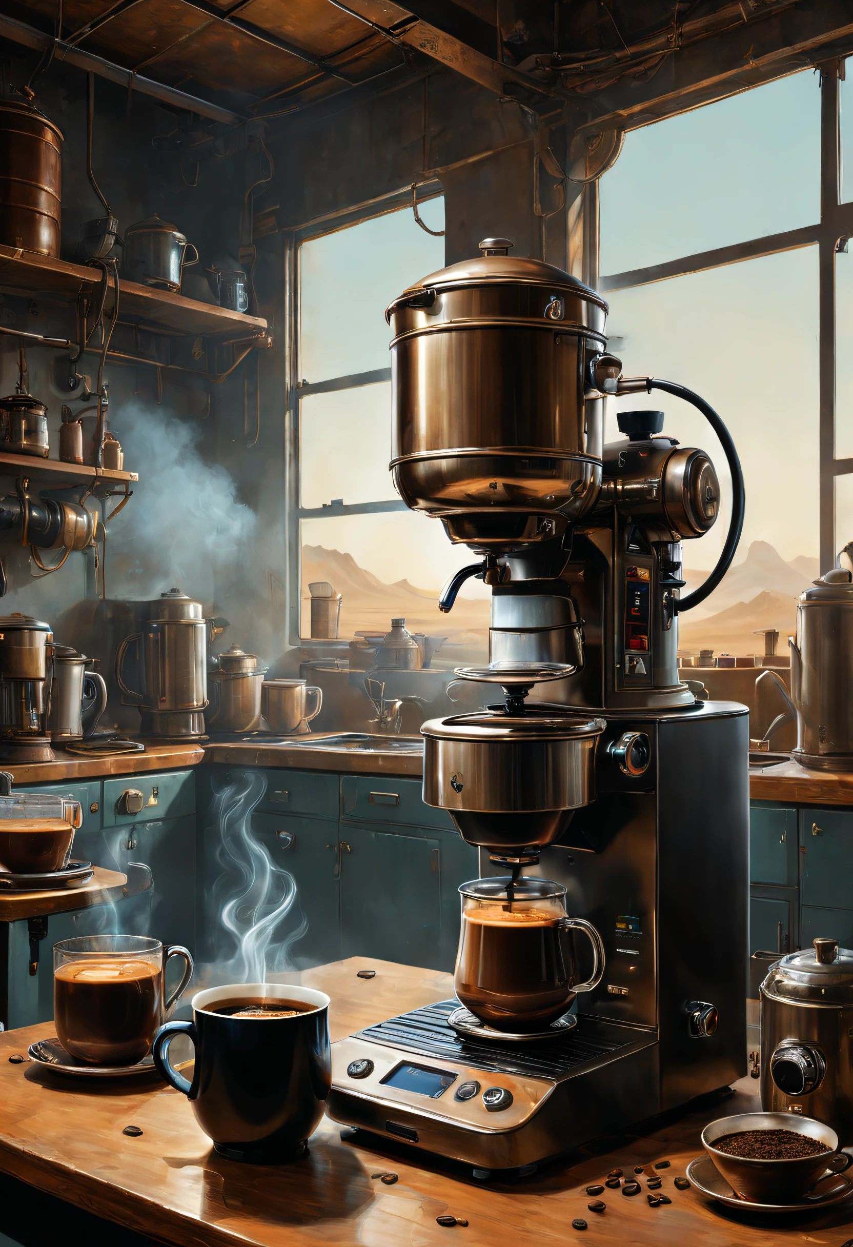 （Kaffeemaschinen），（Wasserkocher），（Schleifmaschine），（Reis Kocher），Ödland, Science-Fiction-Kunst, Dennis Ruston