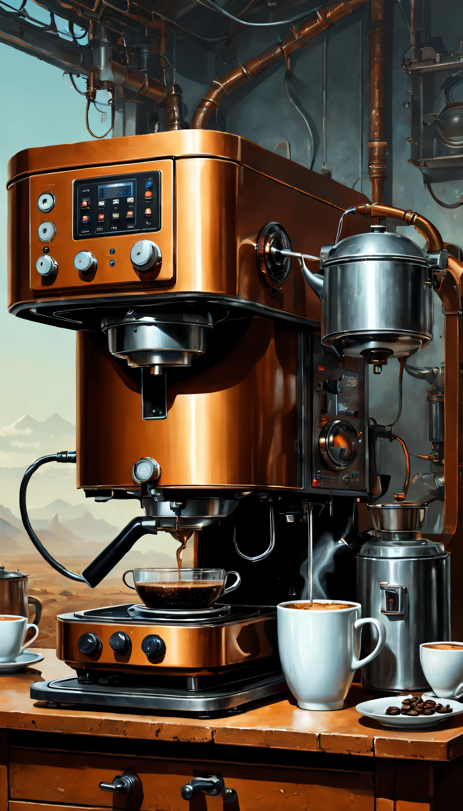 （Máquinas de café），（Hervidor eléctrico），（máquina de molienda），（olla arrocera），tierras baldías, arte de ciencia ficción, Dennis Ruston