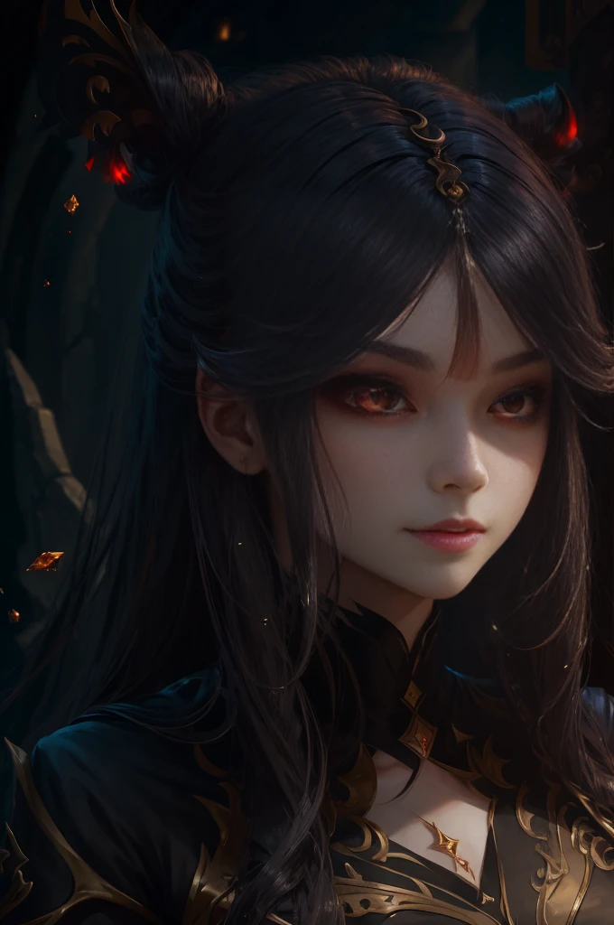 Vampire Girl , Masterpiece, ,(solo:1.1), a perfect face, (vivid lighting:1.2),beautiful detail eyes, extremely detailed face, perfect  lighting,Masterpiece, Best Quality, 1girl, pale skin, hairlong, 20years old , red eyes, fangs, A glass of blood in his hand, Complex hairstyle, Vampire Fangs, open mouth, sharp teeth, Vampire Fangs, in full height , seductive position, upper-body, ssmile, blushful, En plein air, jour, Simple background, blue skies,hairlong, The sky, temple, looks at the viewer, ladder, mountain, Gloomy lighting, facing the viewer,Vivid eyes