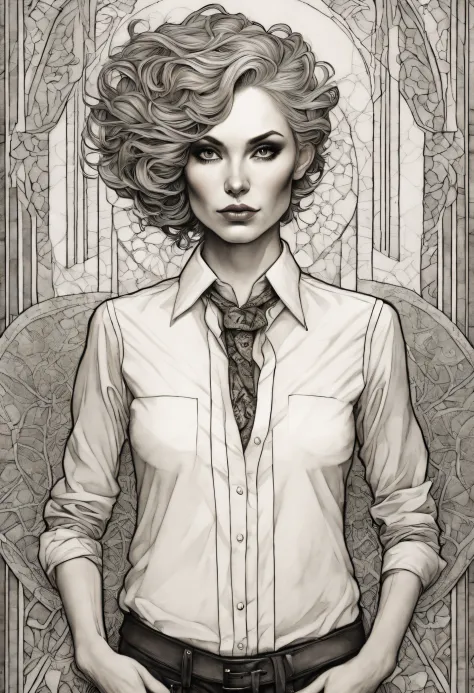 kelly mckernan style, peculiarity, sportrait, a half body, wearing a fine shirt, the face is very detailed, beautifuldetails, fo...