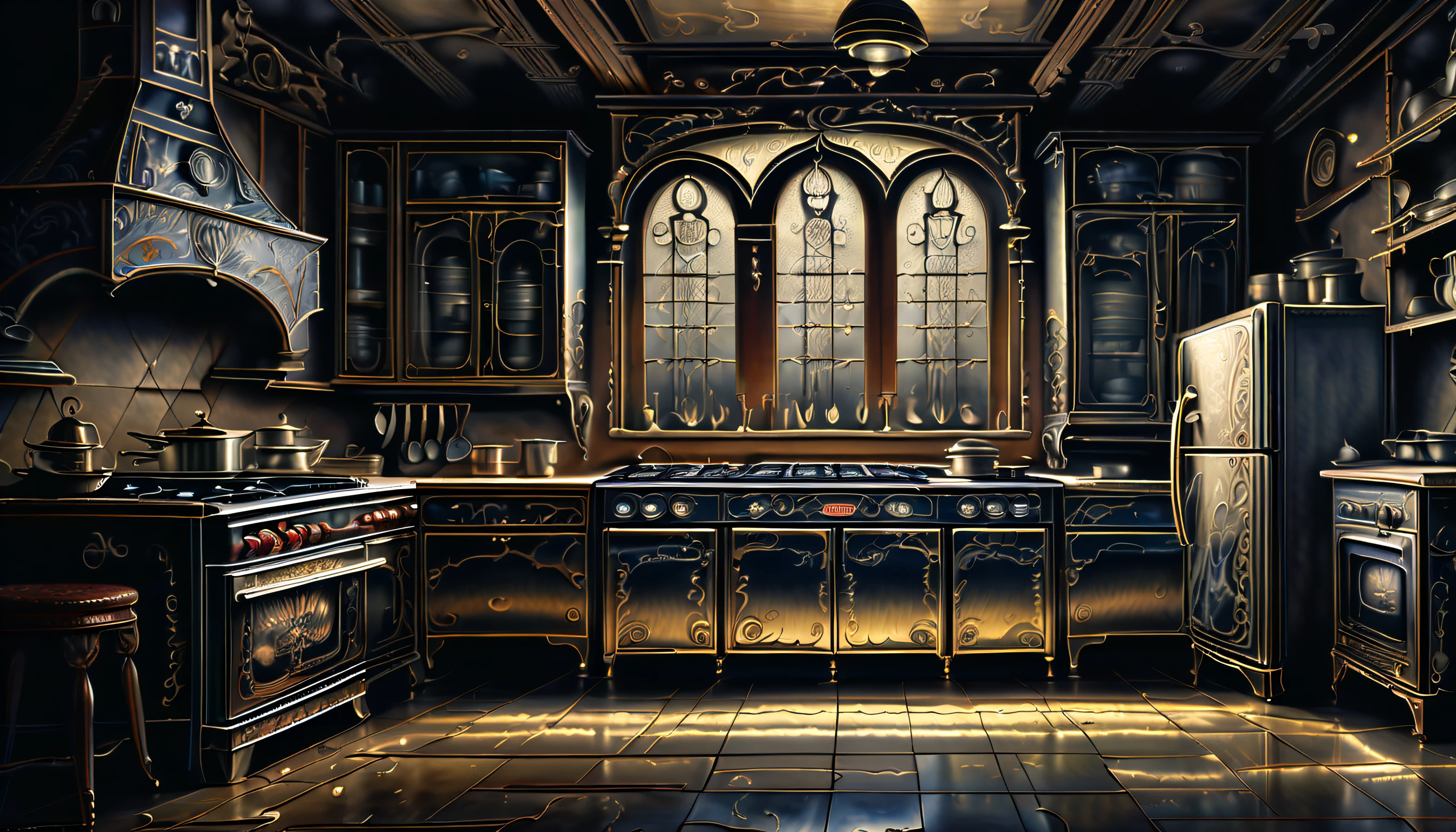 (((stunning extremely detailed illustration of spooky kitchen ...