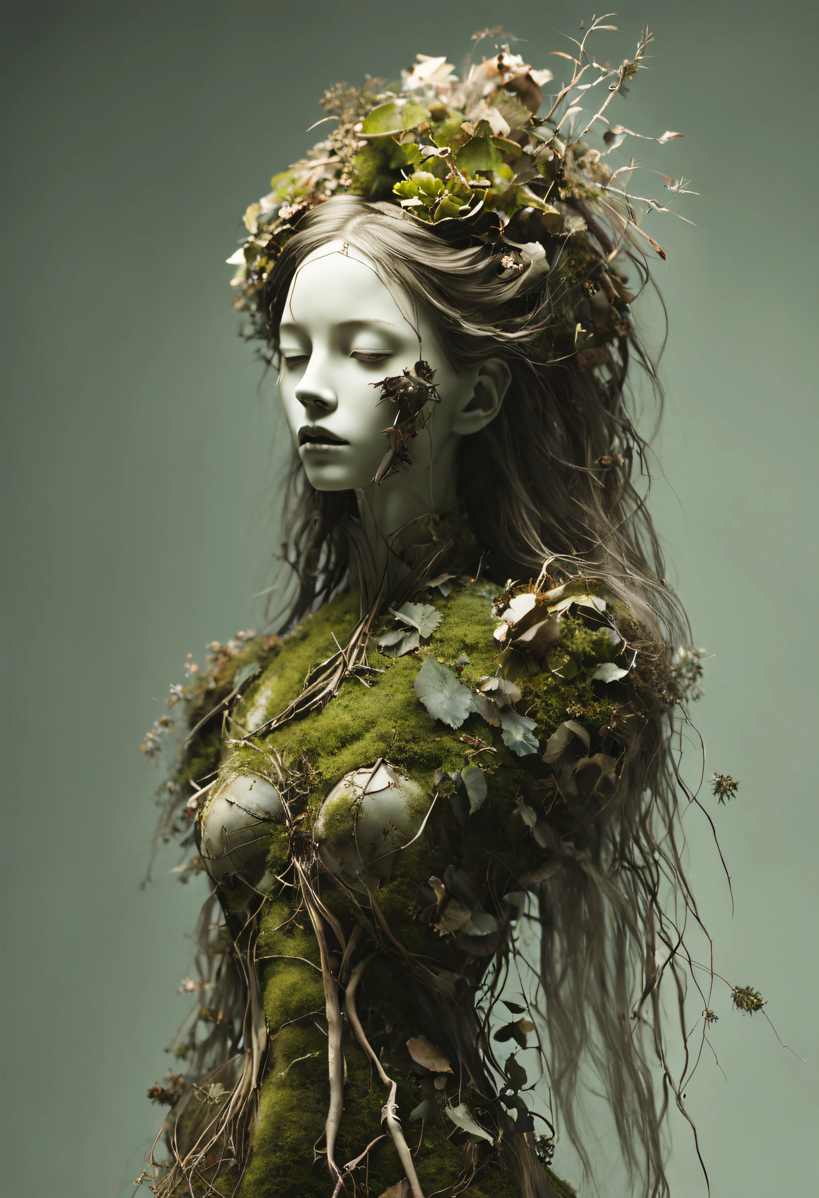 ein Mädchen aus toten Pflanzen，