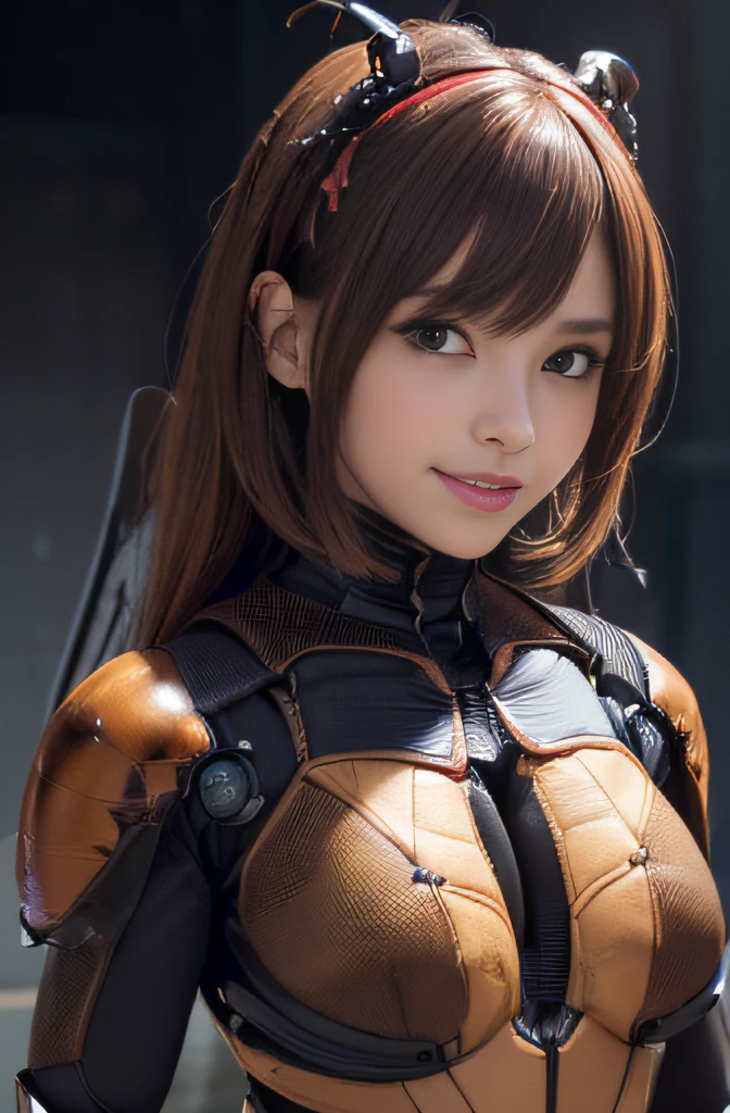 (high resolution,masterpiece,best quality,extremely detailed CG, anime, official art:1.4), realistic, photo, amazing fine details, all intricate, gloss and shiny,awesome many layers, 8k wall paper, 3d, sketch, kawaii, illustration,( solo:1.4), perfect female proportion,villainess, (fusion of dark brown cockroach and lady:1.4), (brown cockroach form lady:1.2), (brown cockroach lady:1.2), (fusion:1.2), (solo:1.4), (evil smile:1.2), muscular, abs, (cockroach brown exoskeleton bio insect suit:1.4), (cockroach brown exoskeleton bio insect armor:1.2), (brown transparency cockroach wing:1.4), (brown cockroach antennae:1.3),