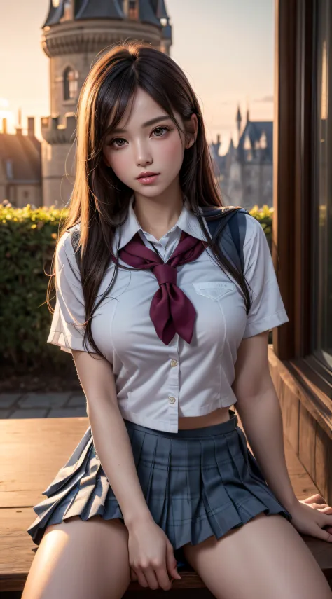 (Best Quality:1.4), (hyper quality), (Ultra-detailed), 1 beautiful girl, Extremely cute, Amazing face and eyes, (school uniform,...