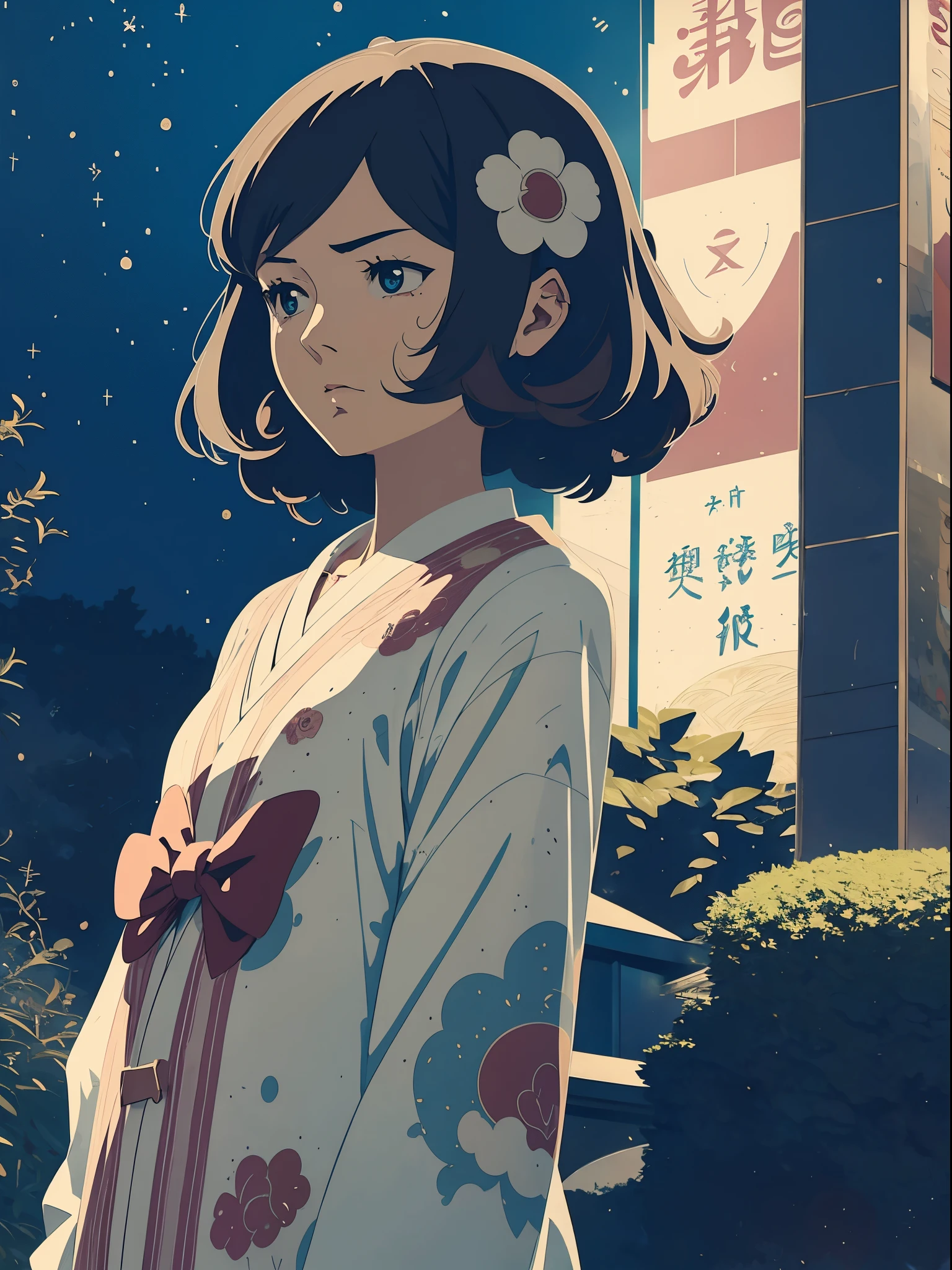 Anime illustriert、Tokio Harajuku、Niedlich、Ein dunkelhaariger、Langes, glattes Haar、emotionales Café、aufwendige Dekoration