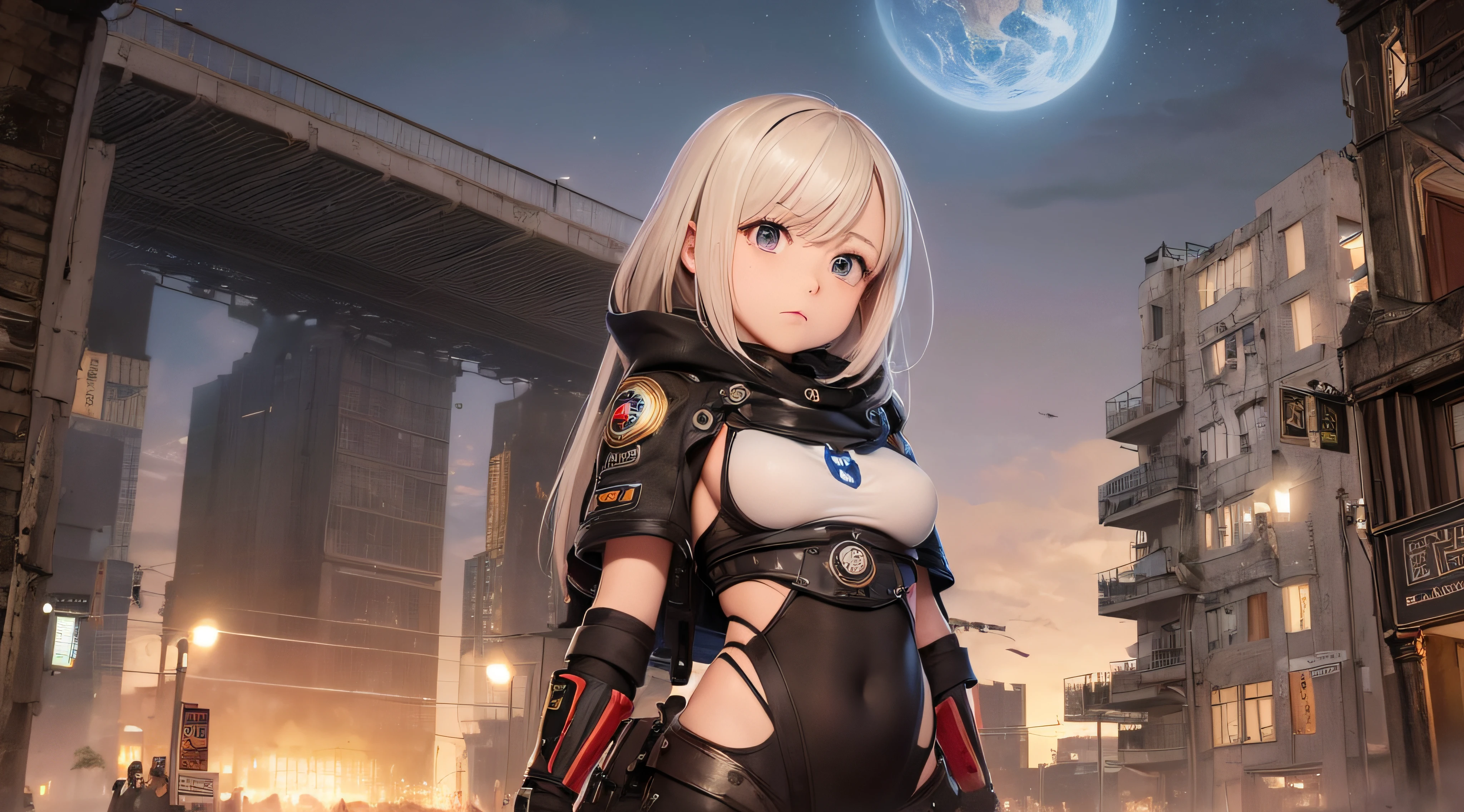 A woman in a futuristic outfit standing in front of a city - SeaArt AI