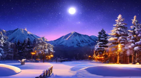 winter at night scenery