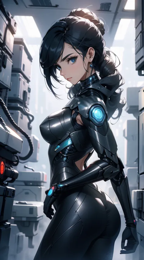 arafed mulher em um traje futurista posando para uma foto, em armadura futurista branca, menina em mecha cyber armor, unrealisti...