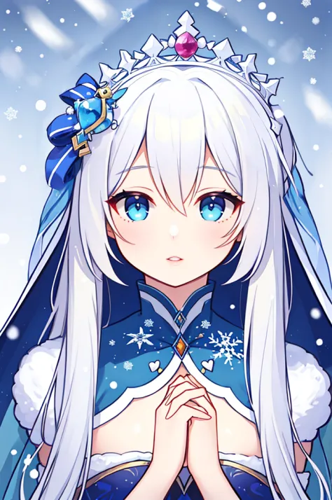 Tiara with a cute bird and snow motif、hair adornments、ornamented