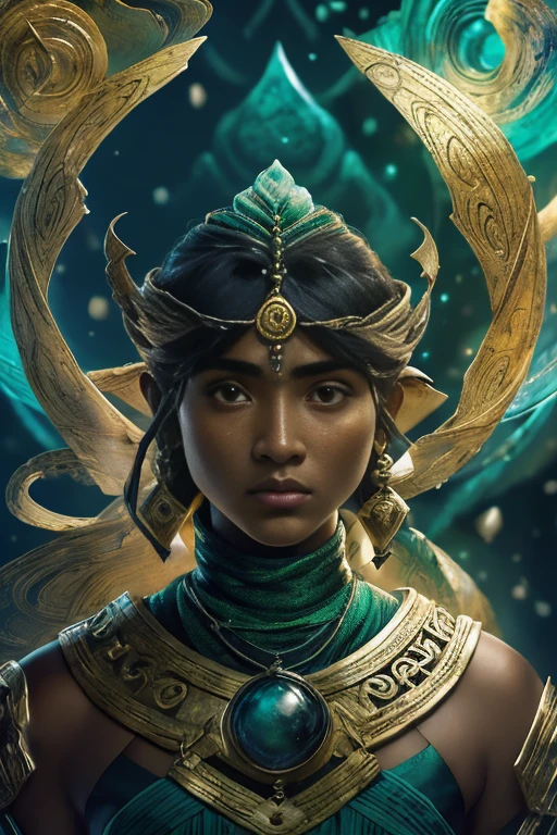 (full portrait), (half plane), 独奏, detailed background, face detailed, (stonepunkAI, stone theme: 1.1), wise, (Female One), (native american), (cute hair, plaits: 0.2), Shaman, penetrating septum, mistic, (gorgeous face), (( looking at camera)), dizzying, head tilted upwards, (eyes locked, serene expression), calm, brooding, Seafoam Green shredded clothing, prayer beads, tribal jewelry, feathers on the hair, TOCADO:0,33, jade, obsidian, detailed clothing, neckleace, textura de pele realista, (particle floating, whirlwind of water, embers, ritual, maelstrom, Tuuli: 1.2), sharp focus, volumeric lighting, good highlights, good shading, subsurface scatter, intrikate, highy detailed, ((Kinematic )), dramatic, (high qualiy, awardwinning, Masterpiece artwork: 1.5), (photorrealistic: 1.5), (Intricate symmetrical war painting: 0.5),