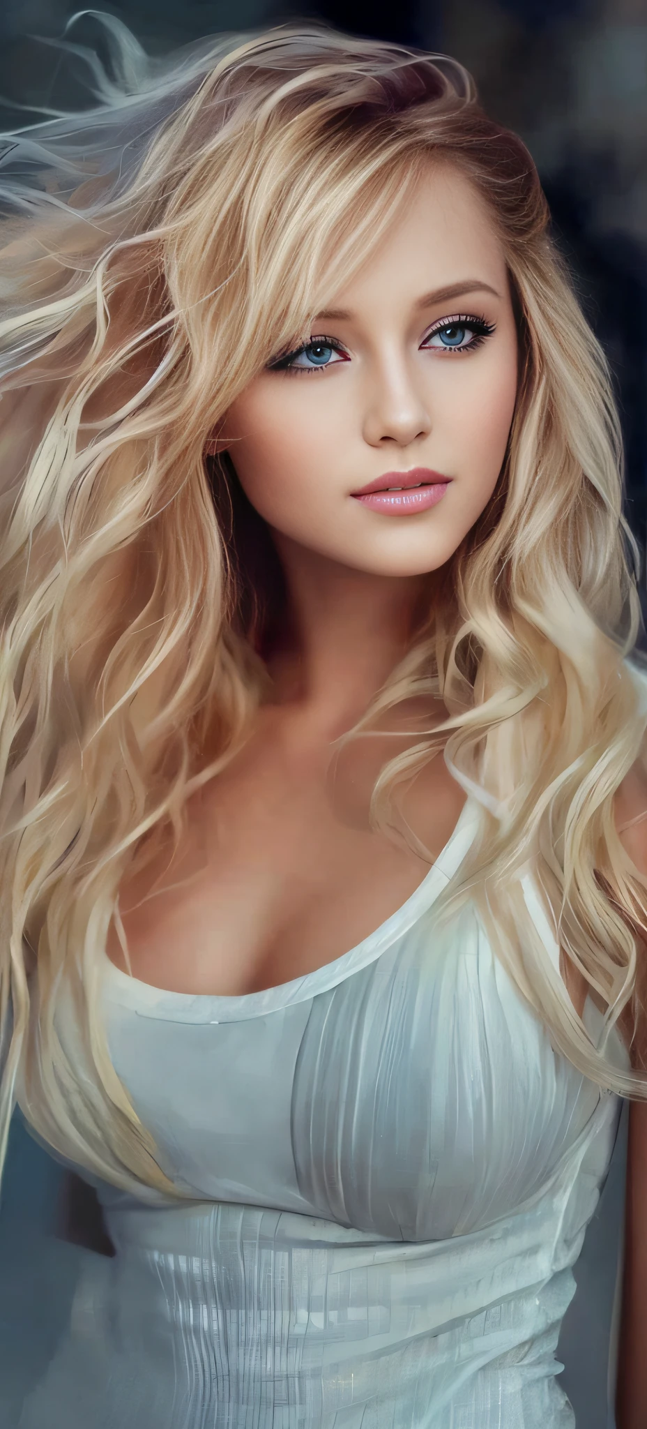 blonde woman with blue eyes and long hair posing for a picture, beautiful blonde woman, beautiful blonde girl, blonde woman, beautiful blonde hair, a girl with blonde hair, blonde girl, flowing blonde hair, sultry digital painting, blonde goddess, blonde flowing hair, blonde and attractive features, a gorgeous blonde, gorgeous digital painting, realistic digital painting, airbrush digital oil painting